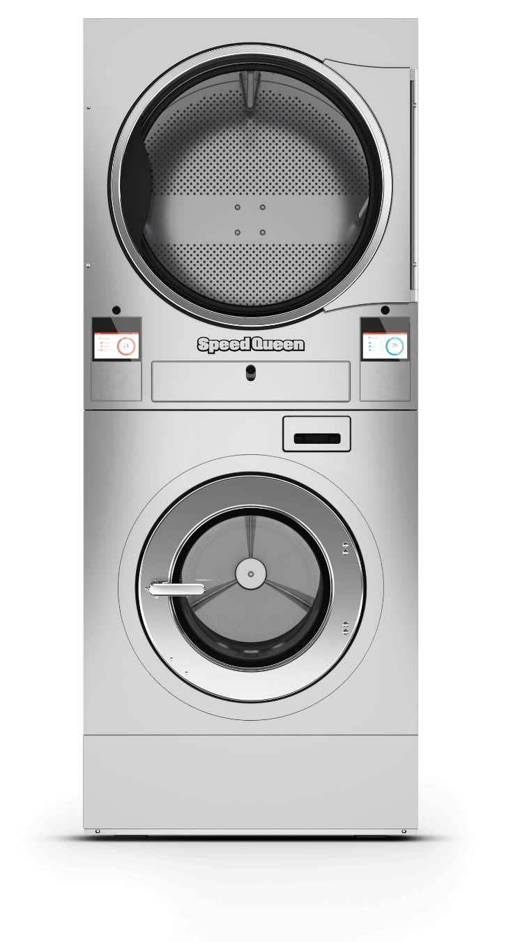 front view of stacked washer extractor