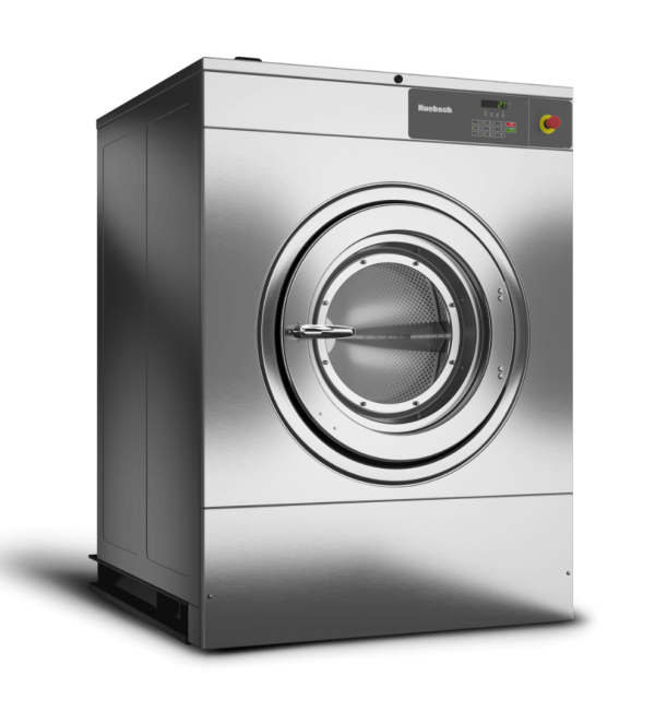 angled side view of a Huebsch washer extractor